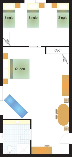 Cardiff Motor Inn - Large 2 Bedroom Unit Floor Plan